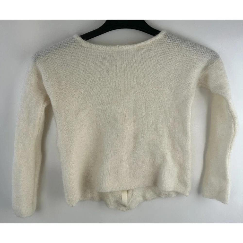 Sezane Gaspard Super Kid Mohair Baby Alpaca Ecru Cardigan Sweater XXS Luxury - Picture 6 of 14